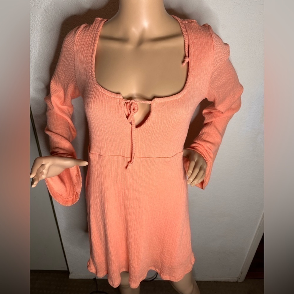 Free People Beach Brynne Mini Dress Peach Pink Flowy Boho NWT - Picture 2 of 4